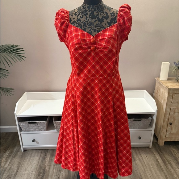 Collectif Dresses & Skirts - Collectif Red Plaid Midi Dress